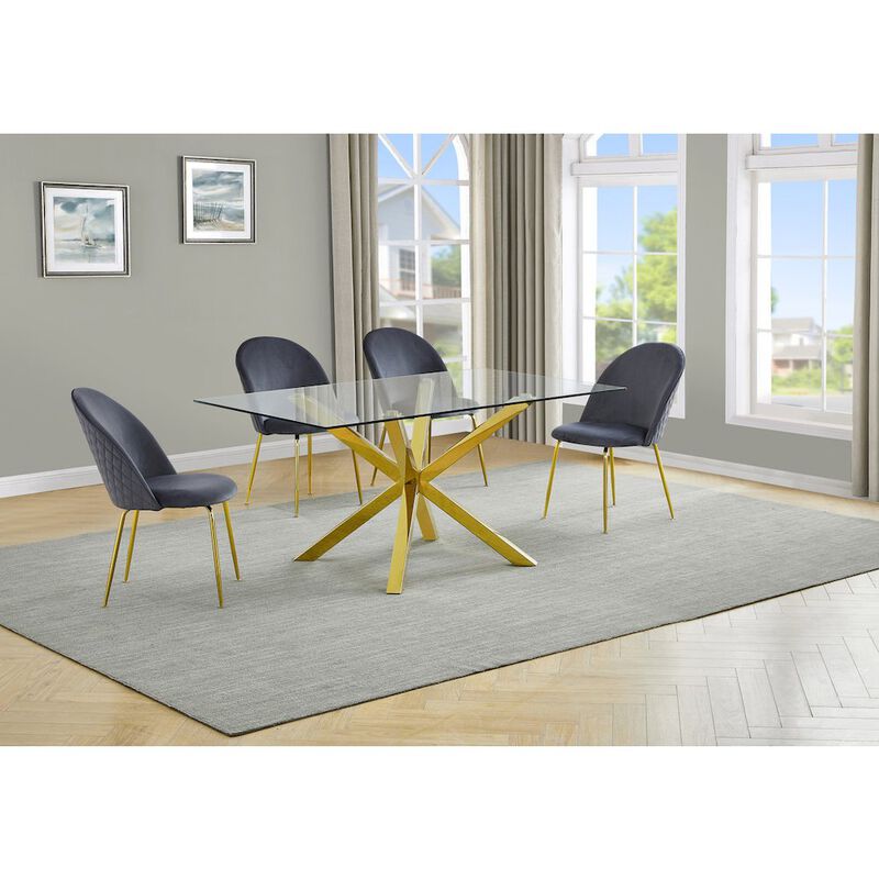 Best Quality Furniture 5 piece dining set- Rectangular dining table with 4 Dark grey side chairs