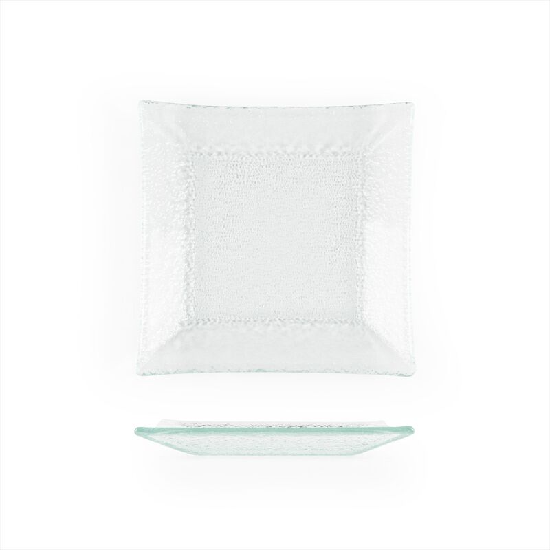 Glass Dinnerware 6.25" x 6" Square Clear Glass Plate (Set of 4)