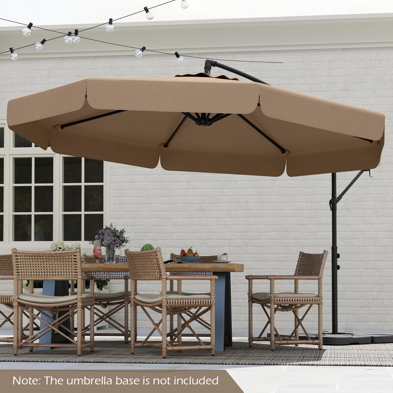 Patio Cantilever Umbrella with Cover &ndash; Tilt Adjustment & Decorative Ruffled Edge