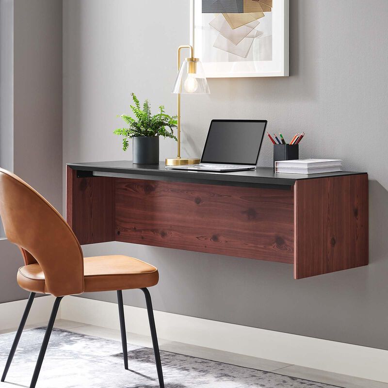 Modway EEI-6207-BLK-CHE Kinetic 49" Wall-Mount Office Desk, Black Cherry image number 6
