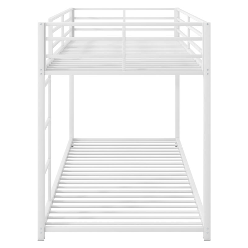 Whisen Twin over Twin Metal Bunk Bed, Low Bunk Bed with Ladder