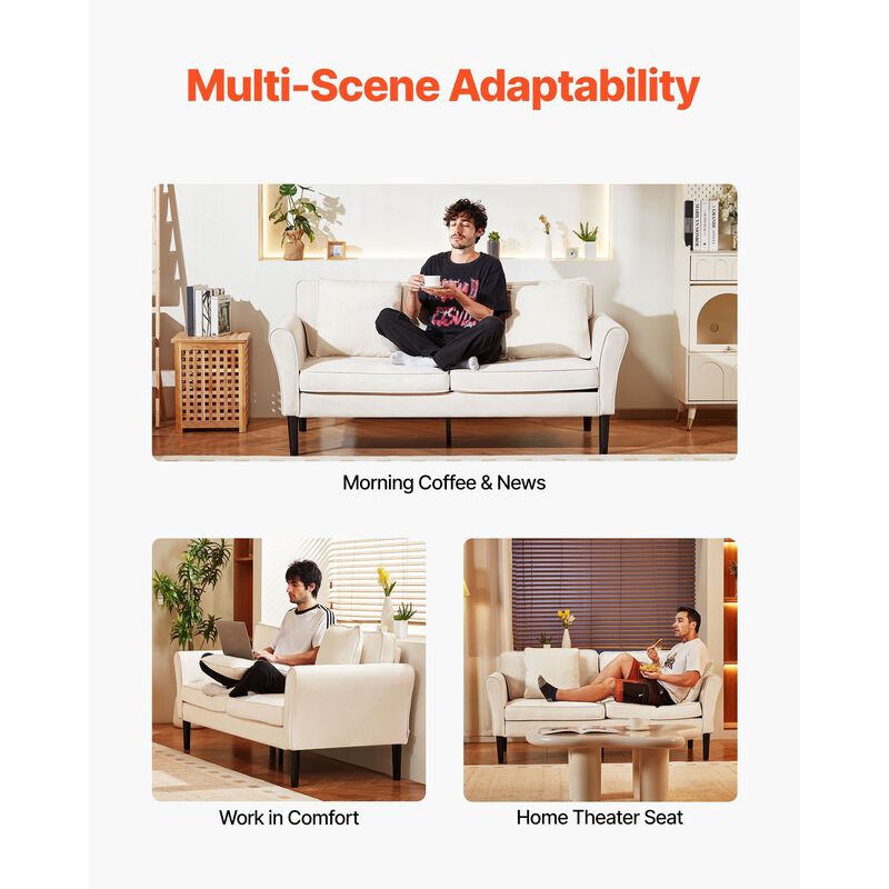 Velvet Loveseat Sofa, 2-Seater Couch for Living Room, Bedroom & Apartment image number 2