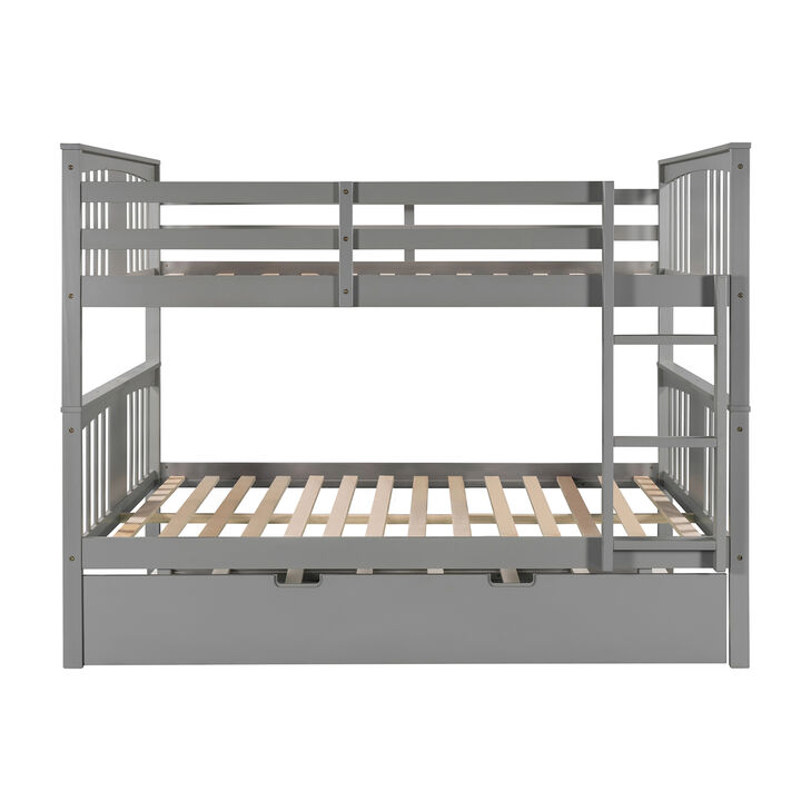 Merax Full over Full Bunk Bed with Twin Size Trundle and Ladder