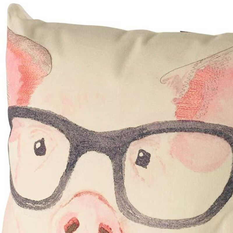 HomeRoots 18" Pink Cream And Beige Pig Linen Throw Pillow Cover image number 2