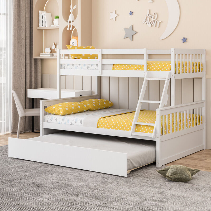 Twin Over Full Convertible Bunk Bed with Twin Trundle