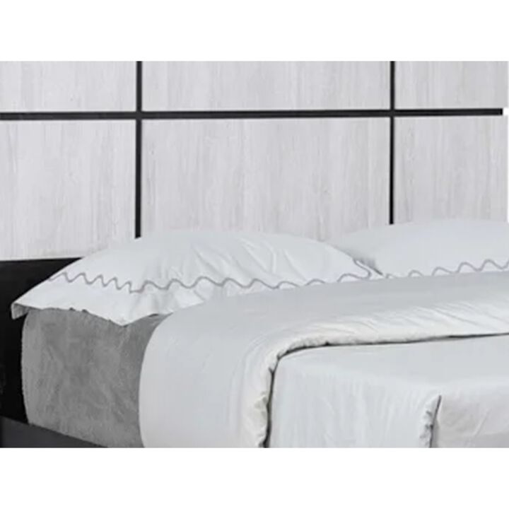 Ruthe King Panel Bed with Horizontal Trim Lines, White Grained Wood