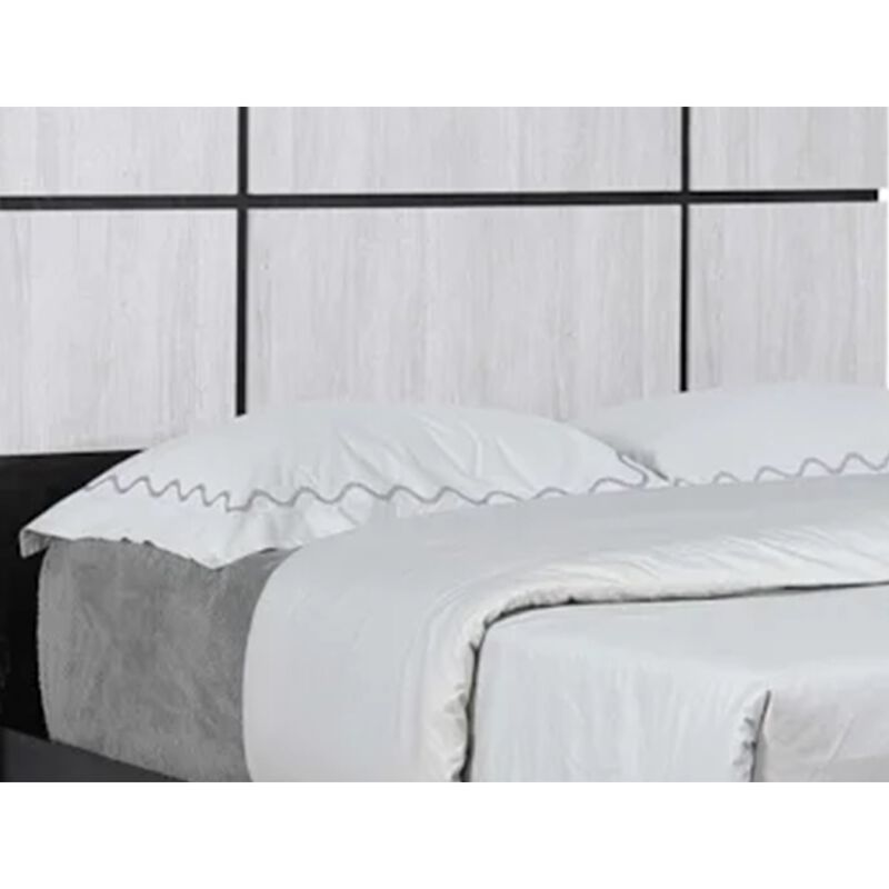 Ruthe King Panel Bed with Horizontal Trim Lines, White Grained Wood