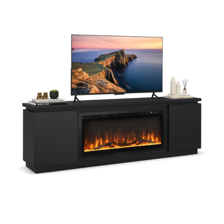 Hivvago Fireplace TV Stand for TVs up to 80 Inch with 3 Adjustable Shelves-White