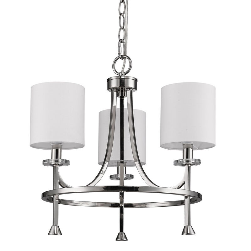 Hivvago Silver Candle Style Three Light Metal Dimmable Chandelier With White Shades