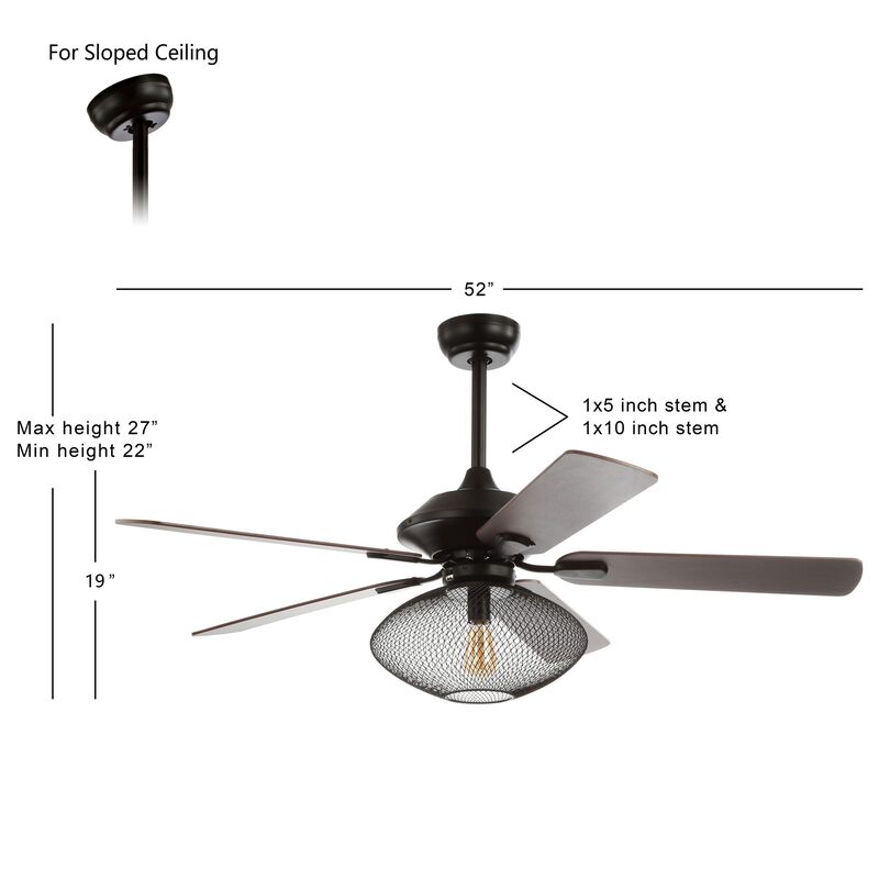 Clift 52" 1-Light Mid-century LED Ceiling Fan With Remote, Oil Rubbed Bronze