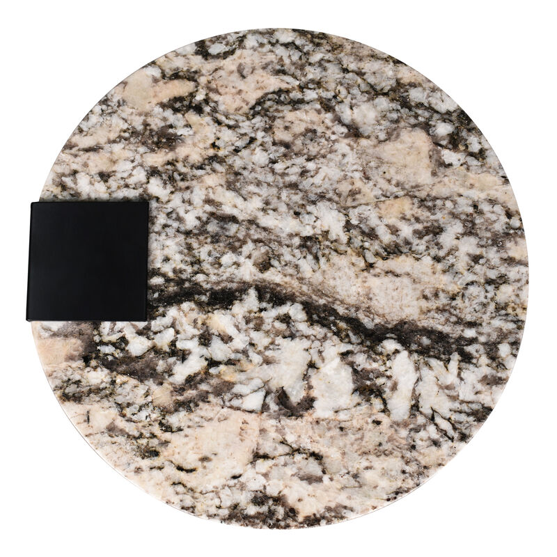 Lyra 17" Contemporary Natural Marble/Metal Handmade Round End Table