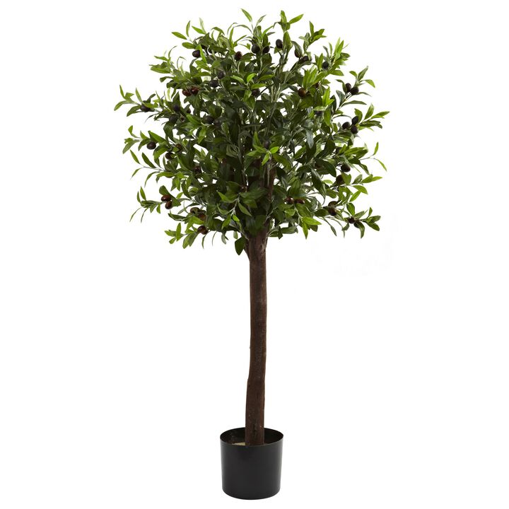 Hivvago 4 Feet Olive Topiary Silk Tree