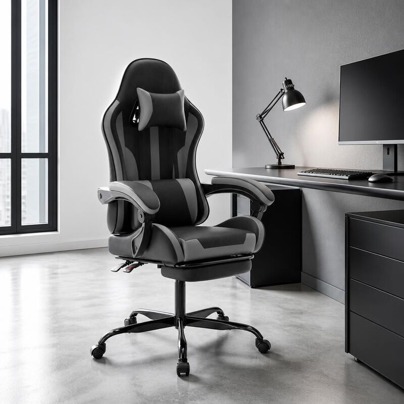 GOODSILO Ergonomic Height Adjustable Gaming Chair with Lumbar Support, Retractable Footrest and 360&deg; Swivel for Office and Gaming image number 2
