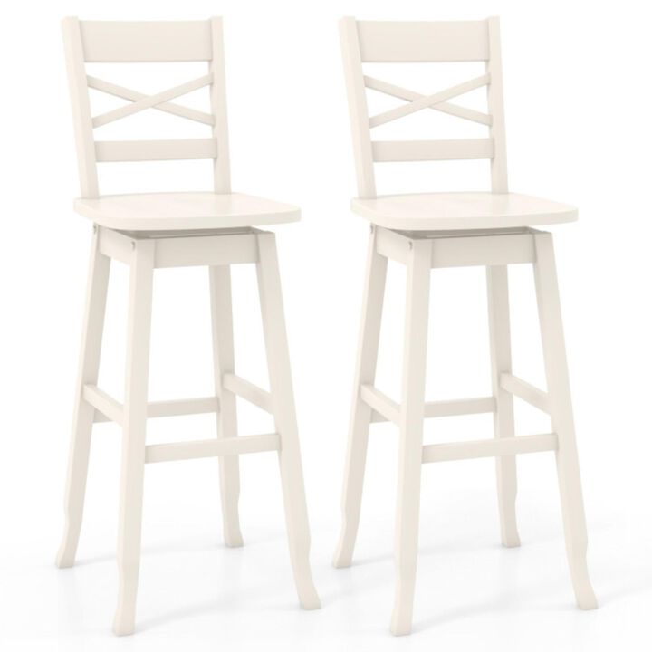 Hivvago Swivel 30-Inch Bar Height Stool Set of 2 with Footrest