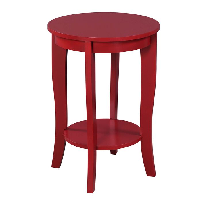 Convenience Concepts American Heritage Round End Table, Cranberry Red