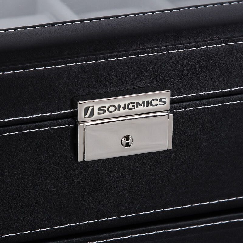 20-Slot Watch Storage Box with Glass Display Lid and Secure Lock