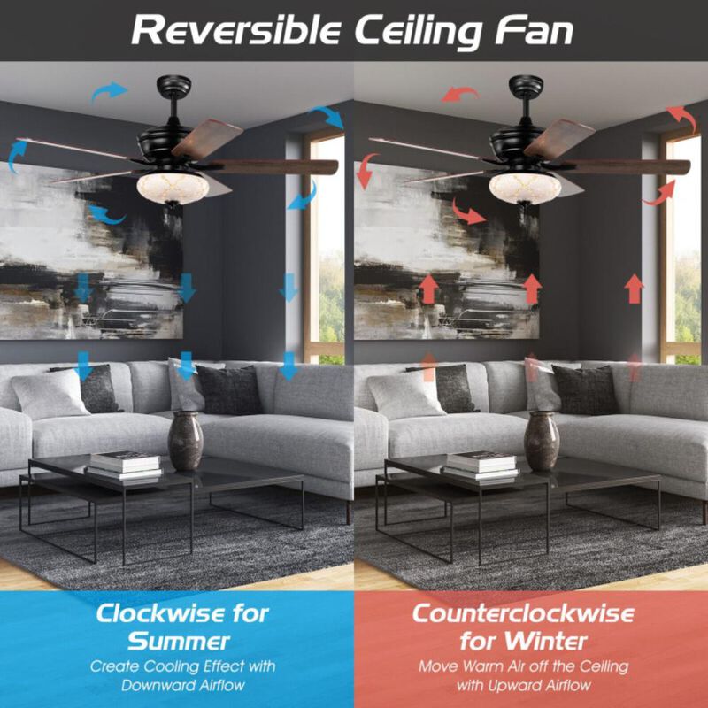 Hivvago Ceiling Fan with 3 Wind Speeds and 5 Reversible Blades