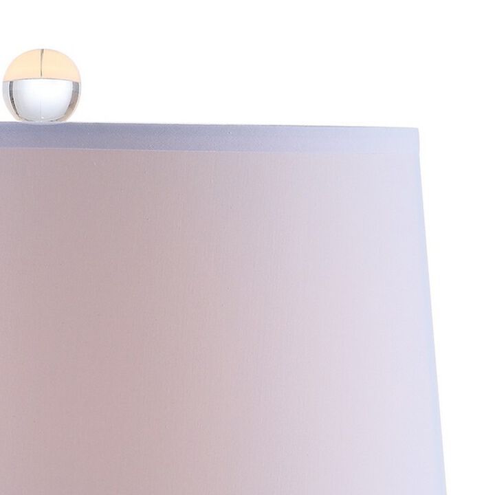 Cue 25 Inch Table Lamp, Empire Fabric Shade, Accent Nickel Round Base - Benzara