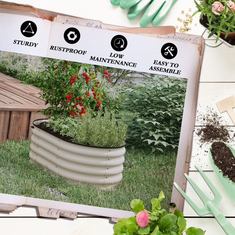 Hivvago Galvanized Raised Garden Bed 3.4'x2'x1.4' with Safety Edges image number 6