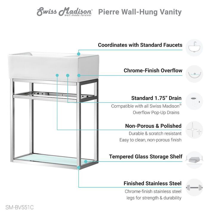 Pierre 19.5 Single, Metal Frame, Open Shelf, Bathroom Vanity