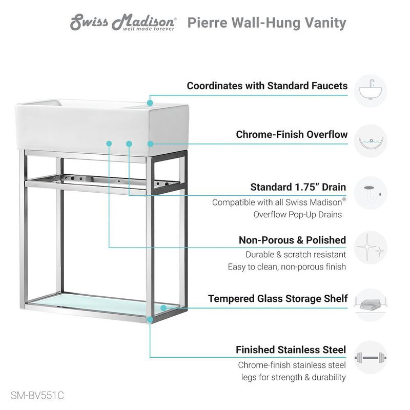 Pierre 19.5 Single, Metal Frame, Open Shelf, Bathroom Vanity image number 1