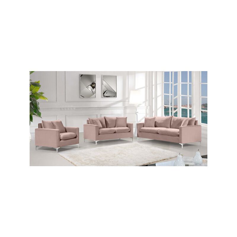 Meridian Furniture Naomi Pink Velvet Loveseat