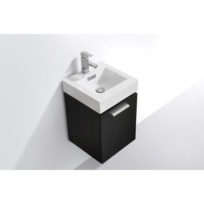 Kubebath Bliss 16 Black Wall Mount Modern Bathroom Vanity