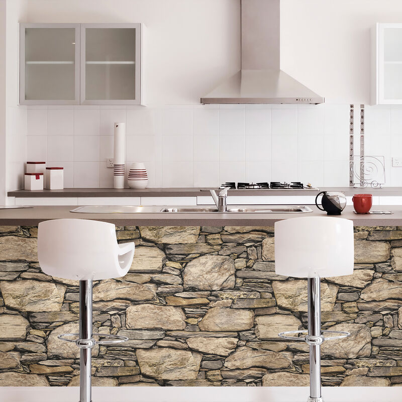 Hadrian Stone Wall Brown Texture Peel & Stick Wallpaper (Set of 2) image number 2