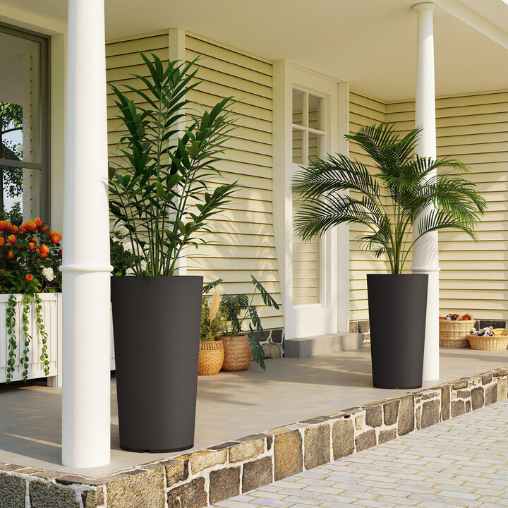 Hivvago 29 Inch Plastic Outdoor Flower Pots, 2-Pack