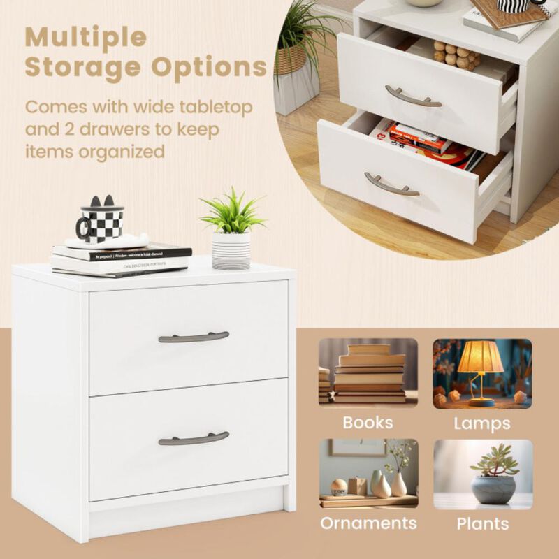 Hivvago 2 Drawer Nightstand with Storage for Living Room