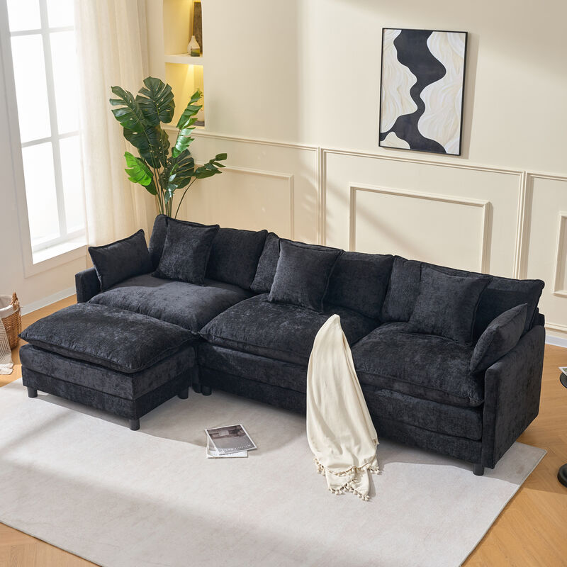 TATEUS 4-Seat L Shaped Modern Sofa Modular Sectional