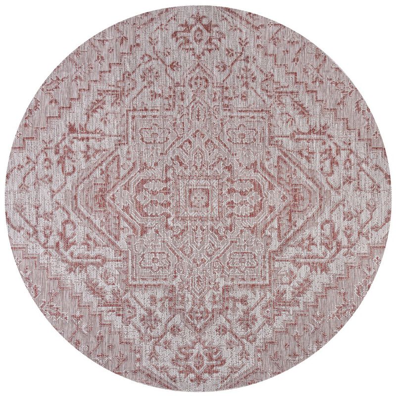Estrella Bohemian Medallion Textured Weave Round Indoor/Outdoor Area Rug