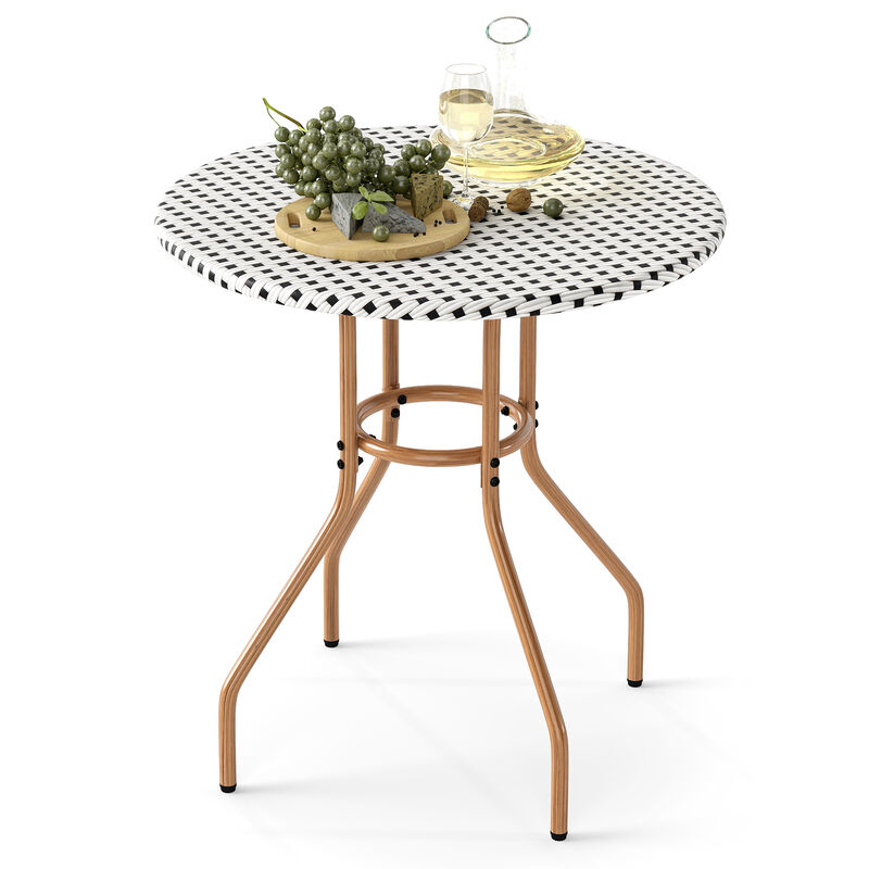 Heavy Duty Outdoor Bistro Table with Metal Frame and Leveling Foot Pads-White image number 3