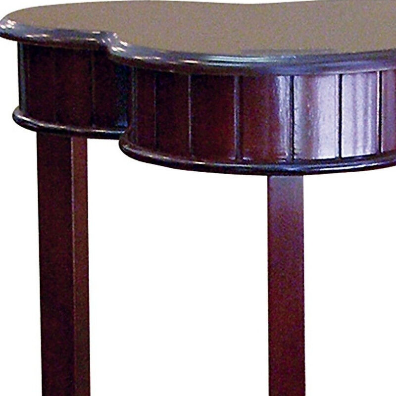 Homezia 28" Brown Solid And Manufactured Wood Free Form End Table With Shelf