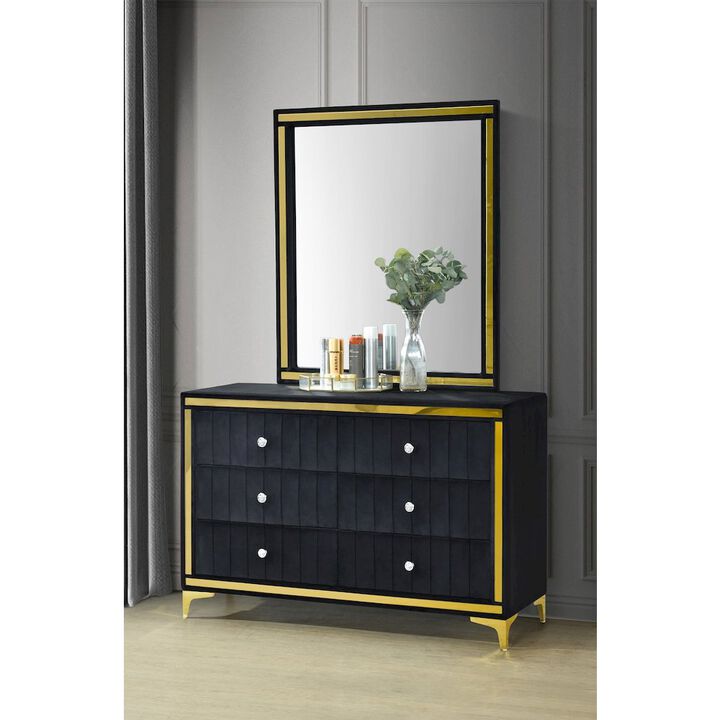 6 Drawer Dresser with Gold Legs and Trim – Fully -Assembled and Ready to Use