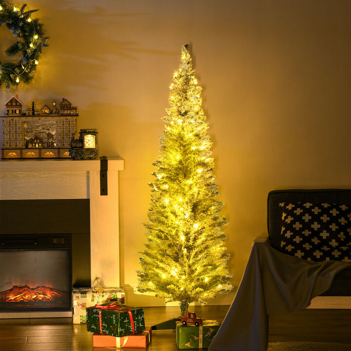 BreeBe 5ft Slim Artificial Christmas Tree with LED Lights