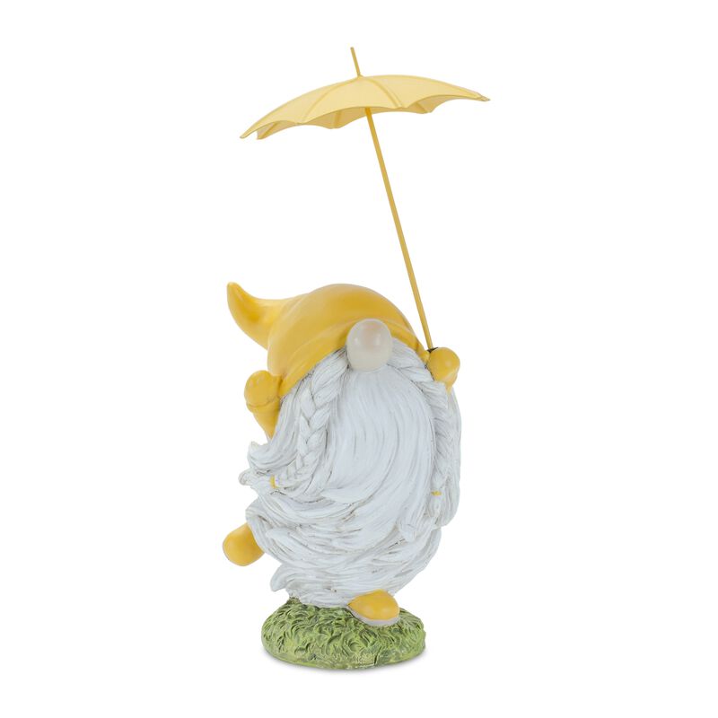 Set of 4 Resin Gnomes with Umbrellas – Whimsical Garden Statues for Outdoor, Yard, and Patio Decor