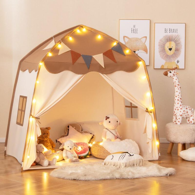 Hivvago Kids Play Tent Bed Tent with String Lights Extra Large Playhouse Tent