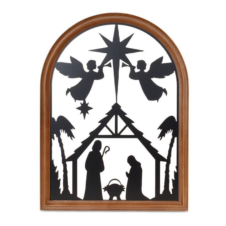 Cut-Out Metal Nativity Plaque for Christmas Wall or Mantel Display