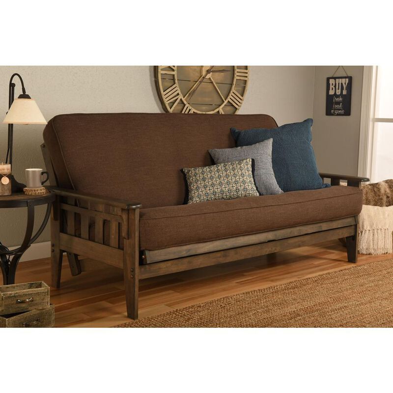 Tucson Frame-Rustic Walnut Finish-Linen Cocoa Mattress