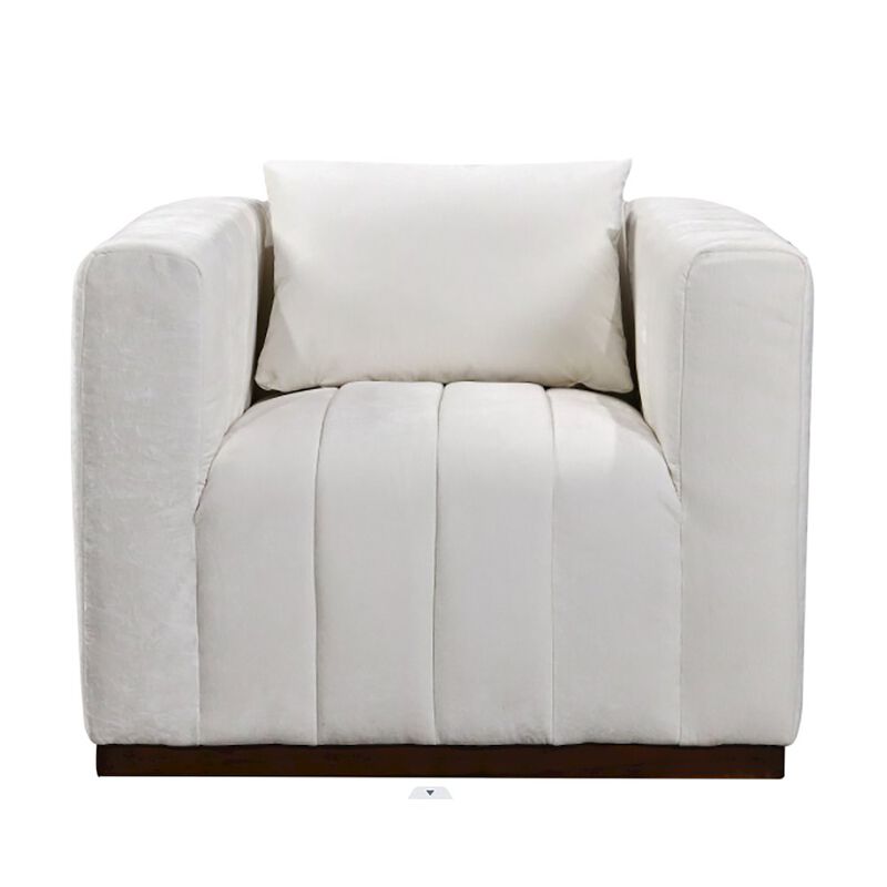 Mid-Century Modern Upton Lounge Chair in Ivory with 1 Toss Pillow
