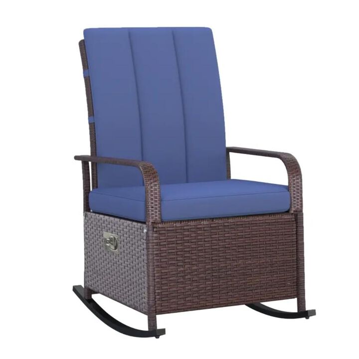 Hivvago Patio Wicker Rocking Chair with 135&deg; Reclining Backrest