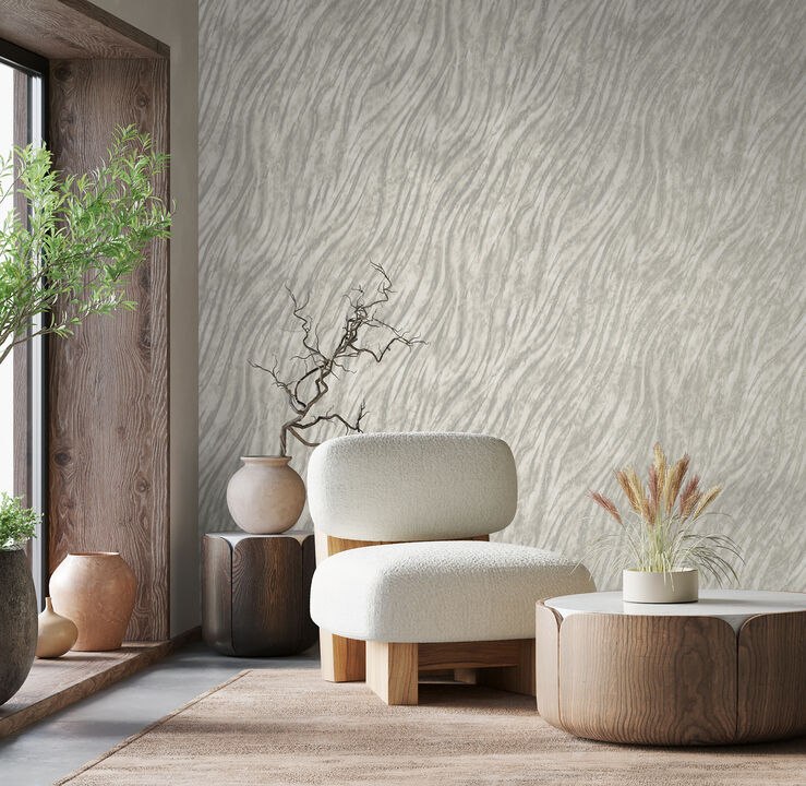 Arran Grey Swirling Stripe Wallpaper