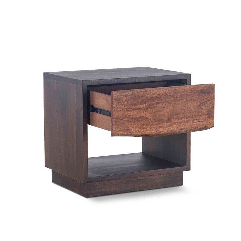 World Interiors Palermo 24-Inch Acacia Wood Live Edge Night Chest in Raw Walnut Finish