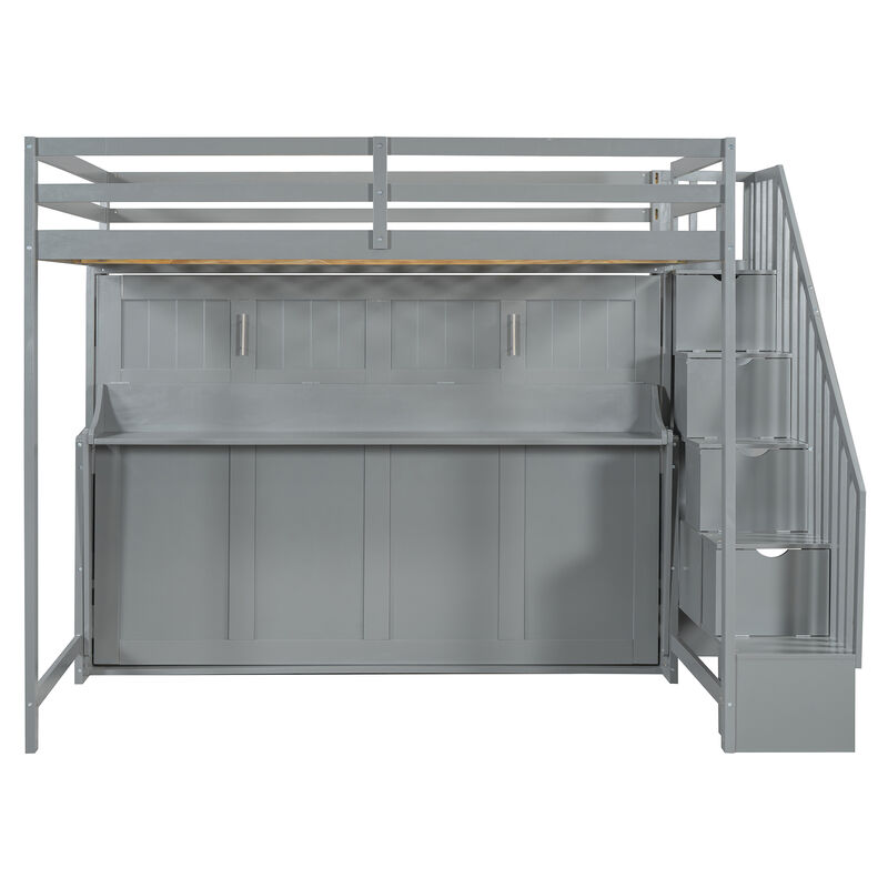 Merax Murphy Bed Loft Bed with Ample Storage