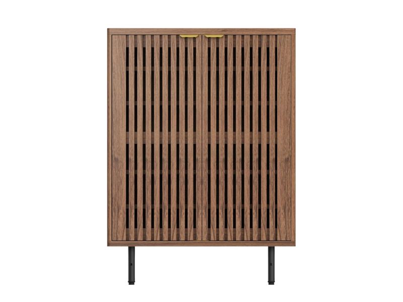 Entryway Wood Shoe Storage Cabinet 6 Tier Dark Walnut Doors image number 0