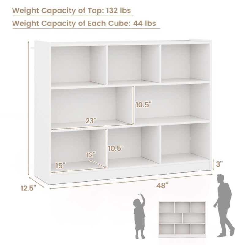 Hivvago 3-Tier Open Bookcase 8-Cube Floor Standing Storage Shelves