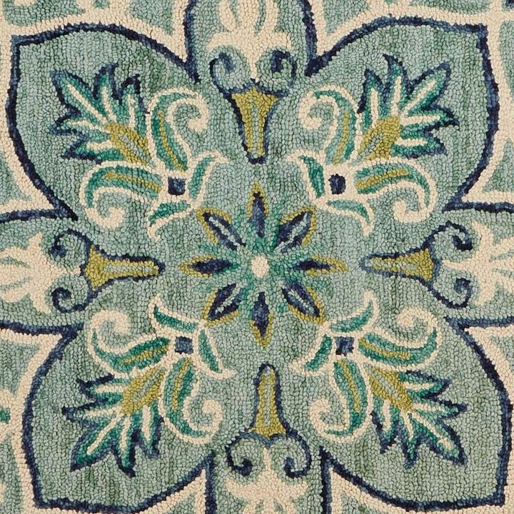 HomeRoots Wool Geometric Hand Tufted Round Rug