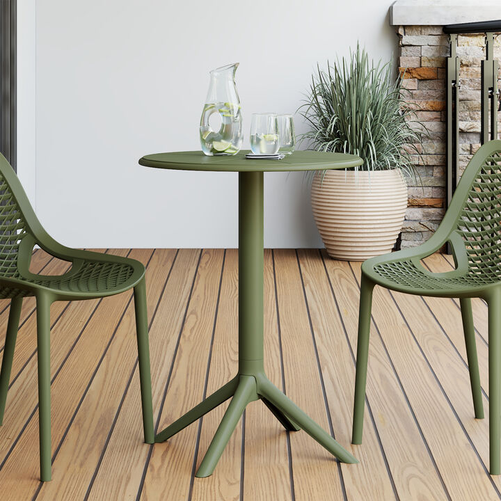 WestinTrends 23.5" Outdoor Polypropylene Resin Round Patio Bistro Dining Table for 2