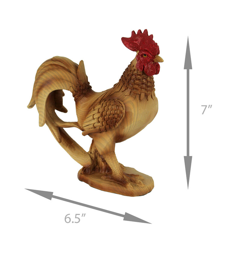 Faux Wood Carving Bamboo Look Standing Rooster Statue image number 3